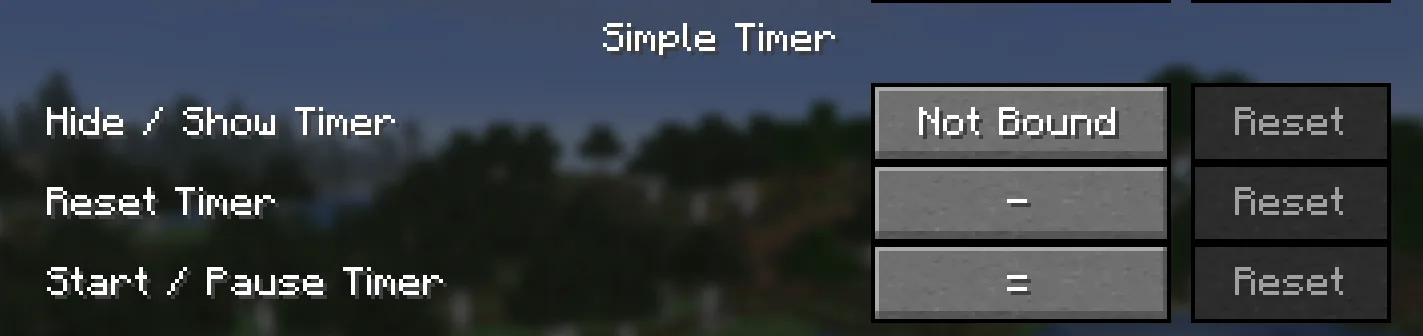 Настройки горячих клавиш мода A Simple Timer