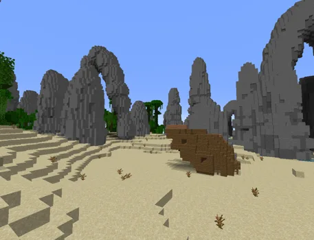 Побережье с выброшенным на берег кораблем рядом с джунглями в проекте Rusty's Sylvan.