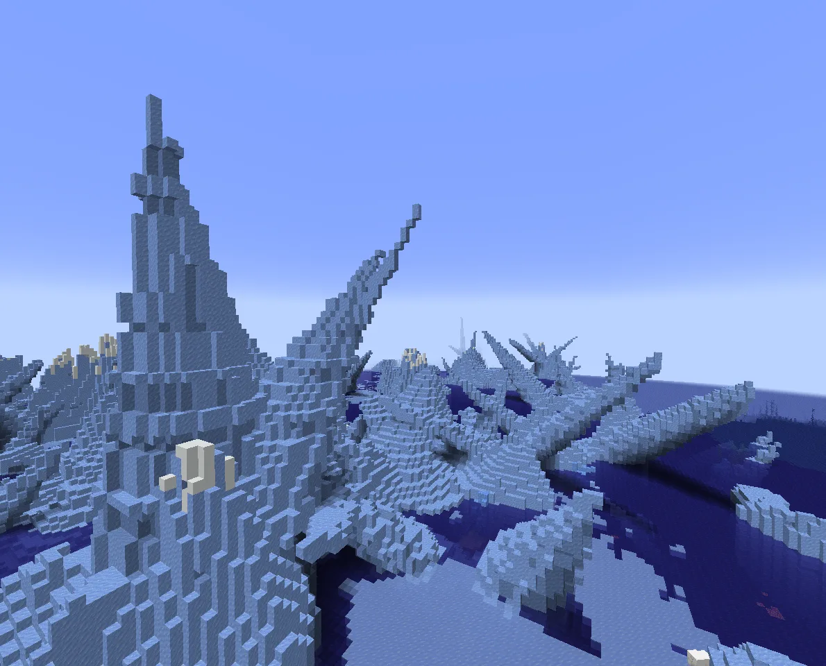 Обновленные ледяные пики в биоме замерзшего океана, проект Rusty's Sylvan.