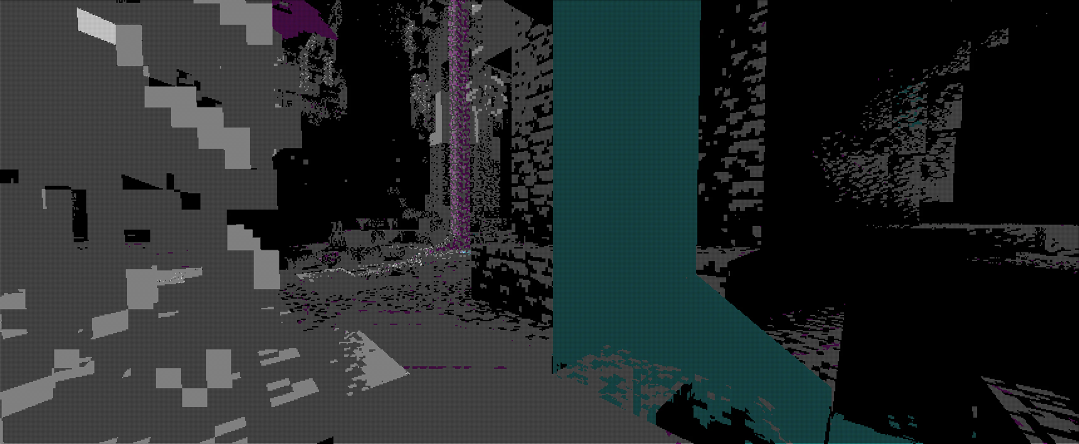 Пещера в Minecraft с шейдером Chandler's Retro Shader и CGA эффектом