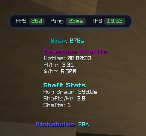 Обновленный интерфейс HUD мода Jeff's Mining Utils.