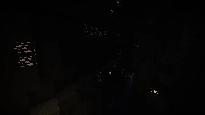 Светящаяся пещера в стиле Minecraft версии 1.16 или ниже.