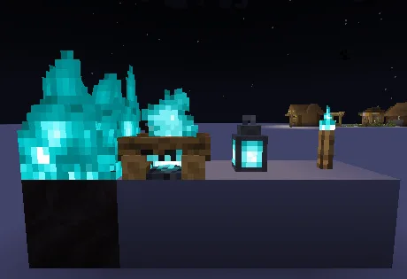 Светящиеся предметы из души: костер, факел, фонарь и огонь души.