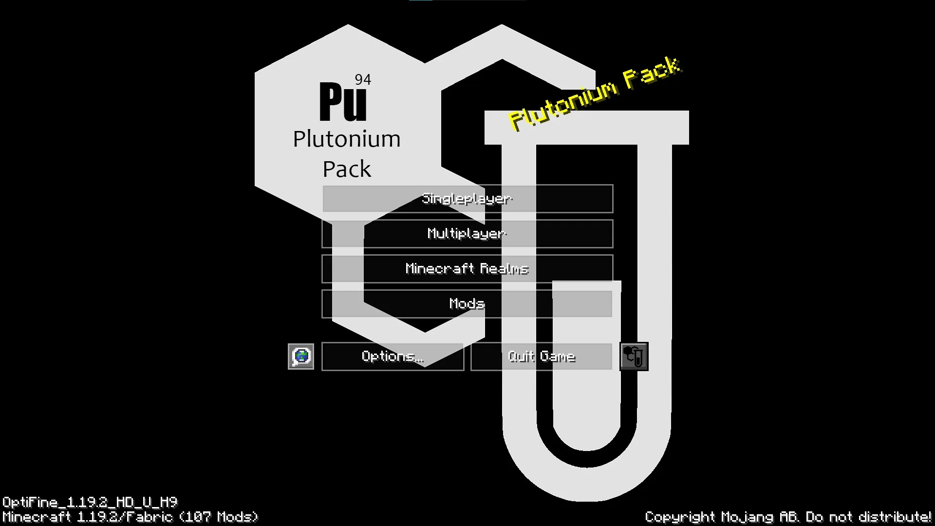 Главное меню ресурс-пака Plutonium Pack