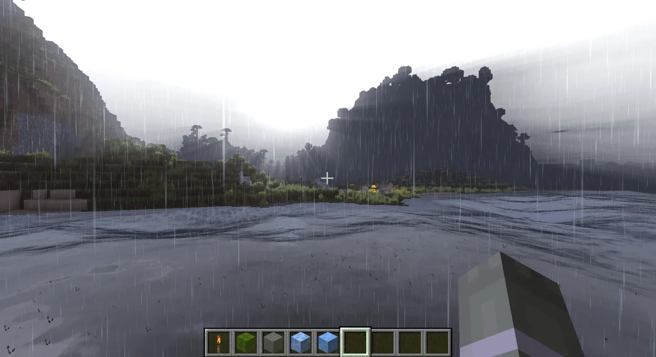 Pegasus Shaders с ресурс-паком Patrix, демонстрирующий мрачные грозы.