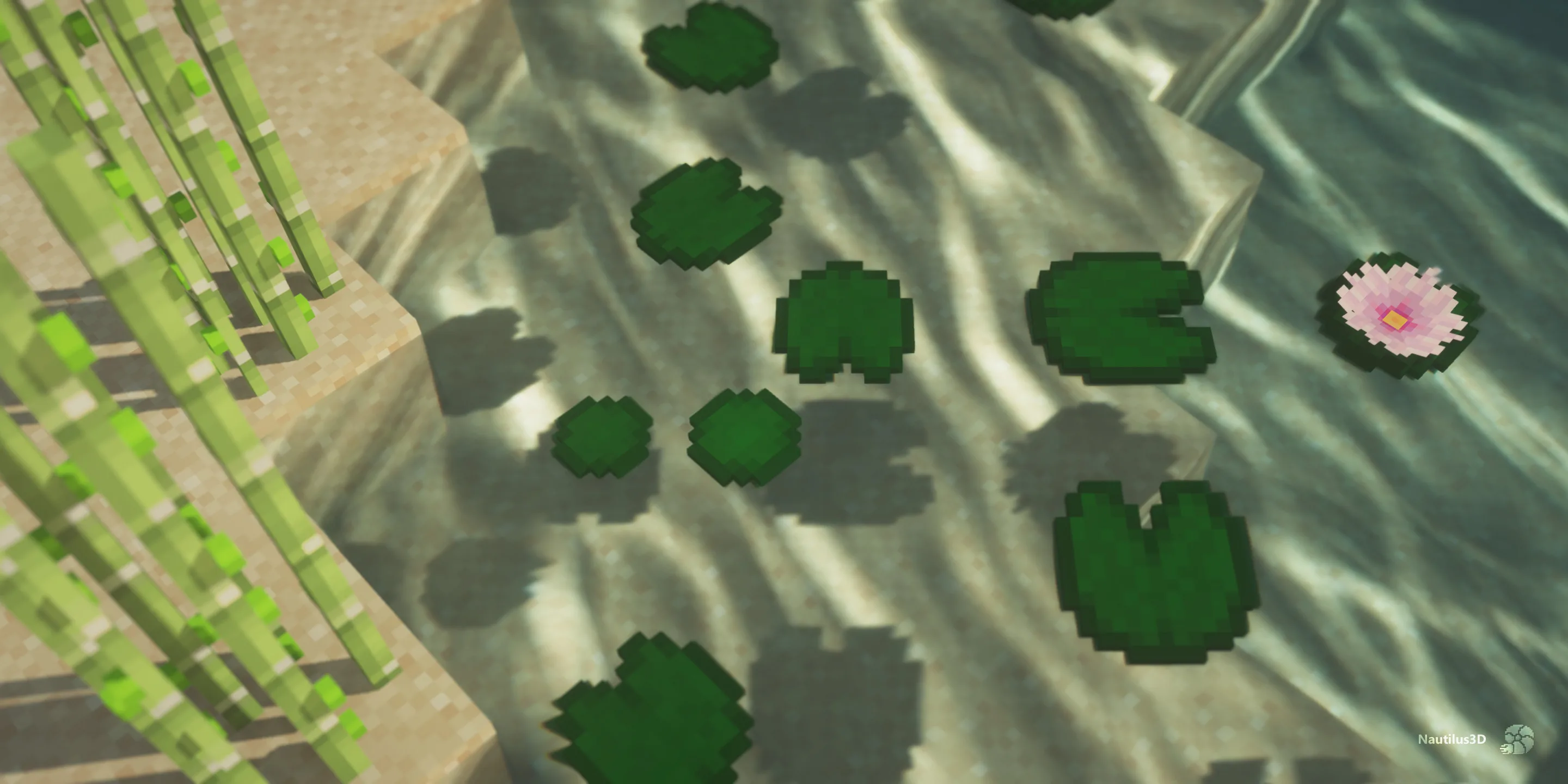 Кувшинки и тростник в Minecraft-проекте Nautilus 3D.