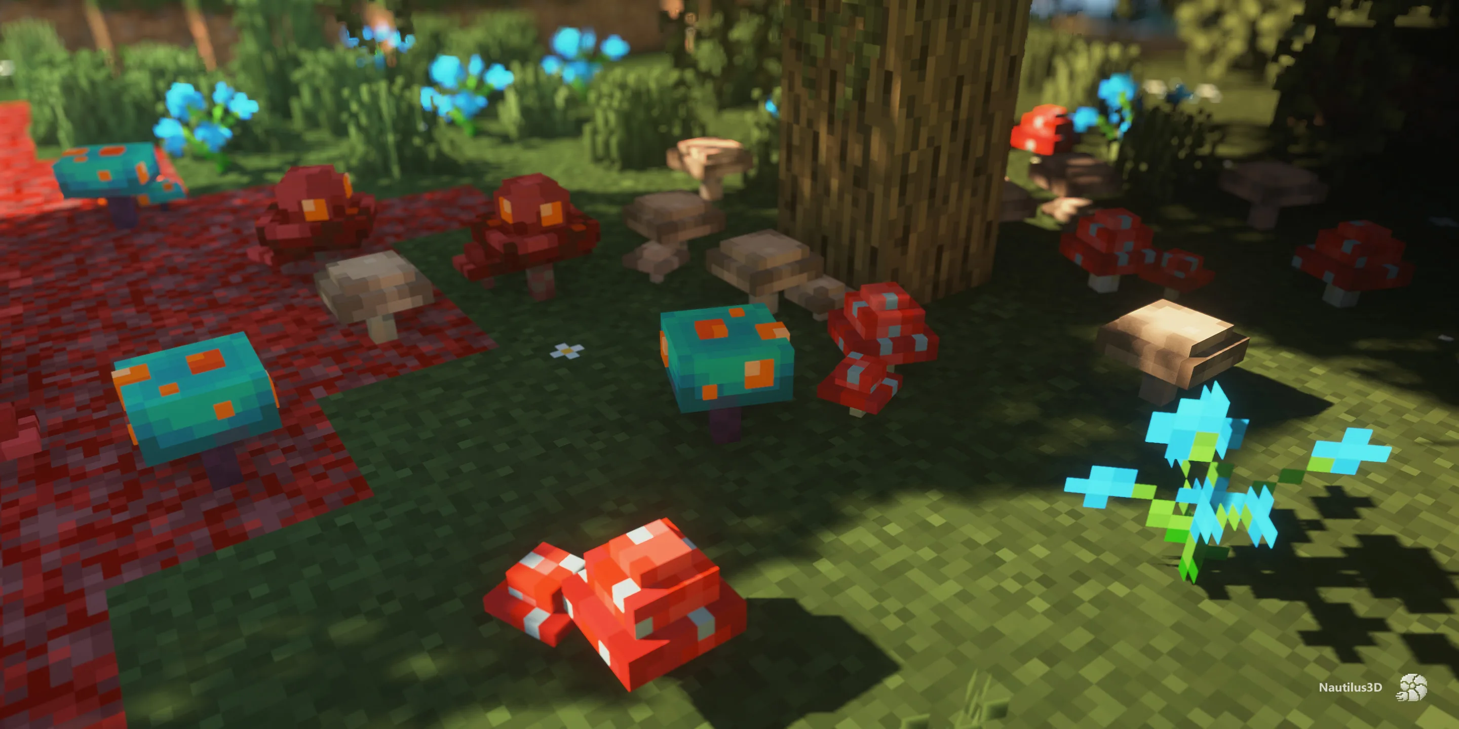 Красные, коричневые, багровые и искаженные грибы из проекта Nautilus 3D.