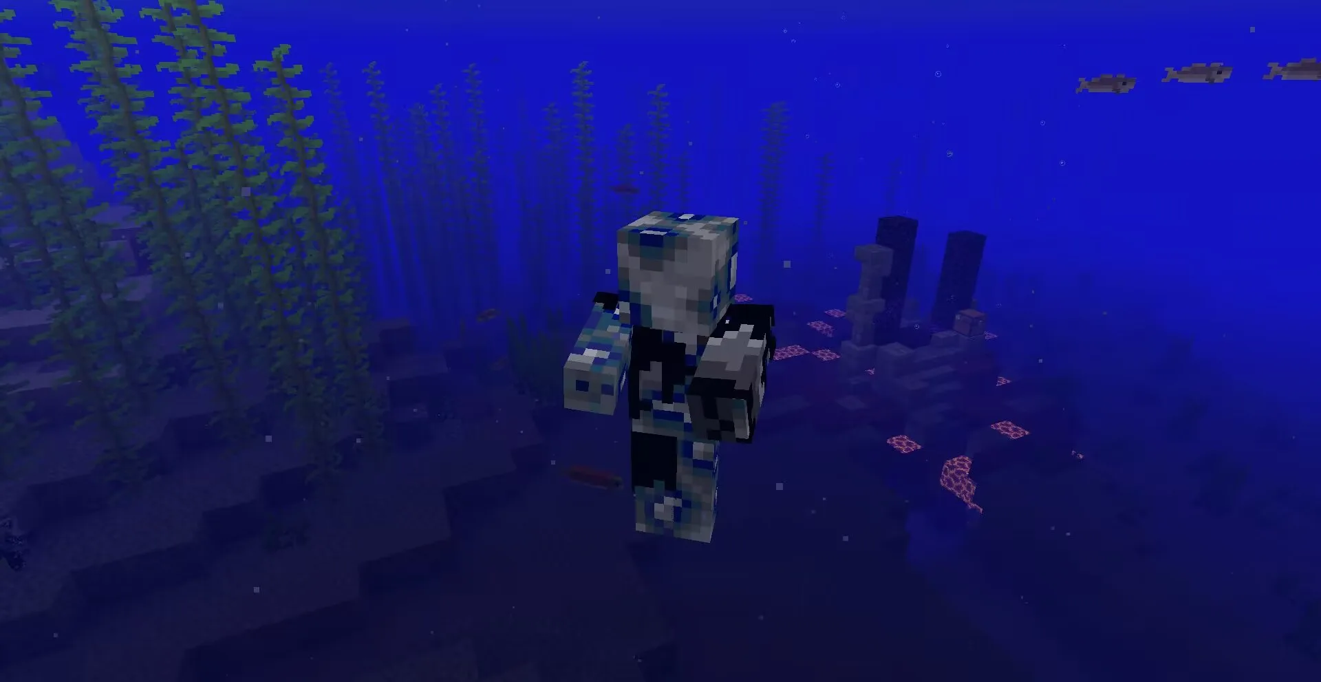 Скин зомби WU_SHUANGCB на фоне глубокого океана.