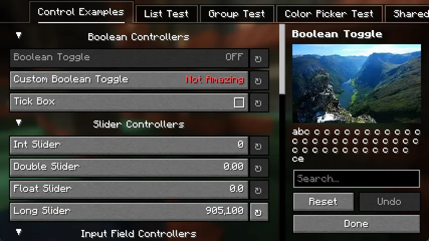 Интерфейс библиотеки конфигураций YACL в Minecraft версии 1.20.5 и выше.