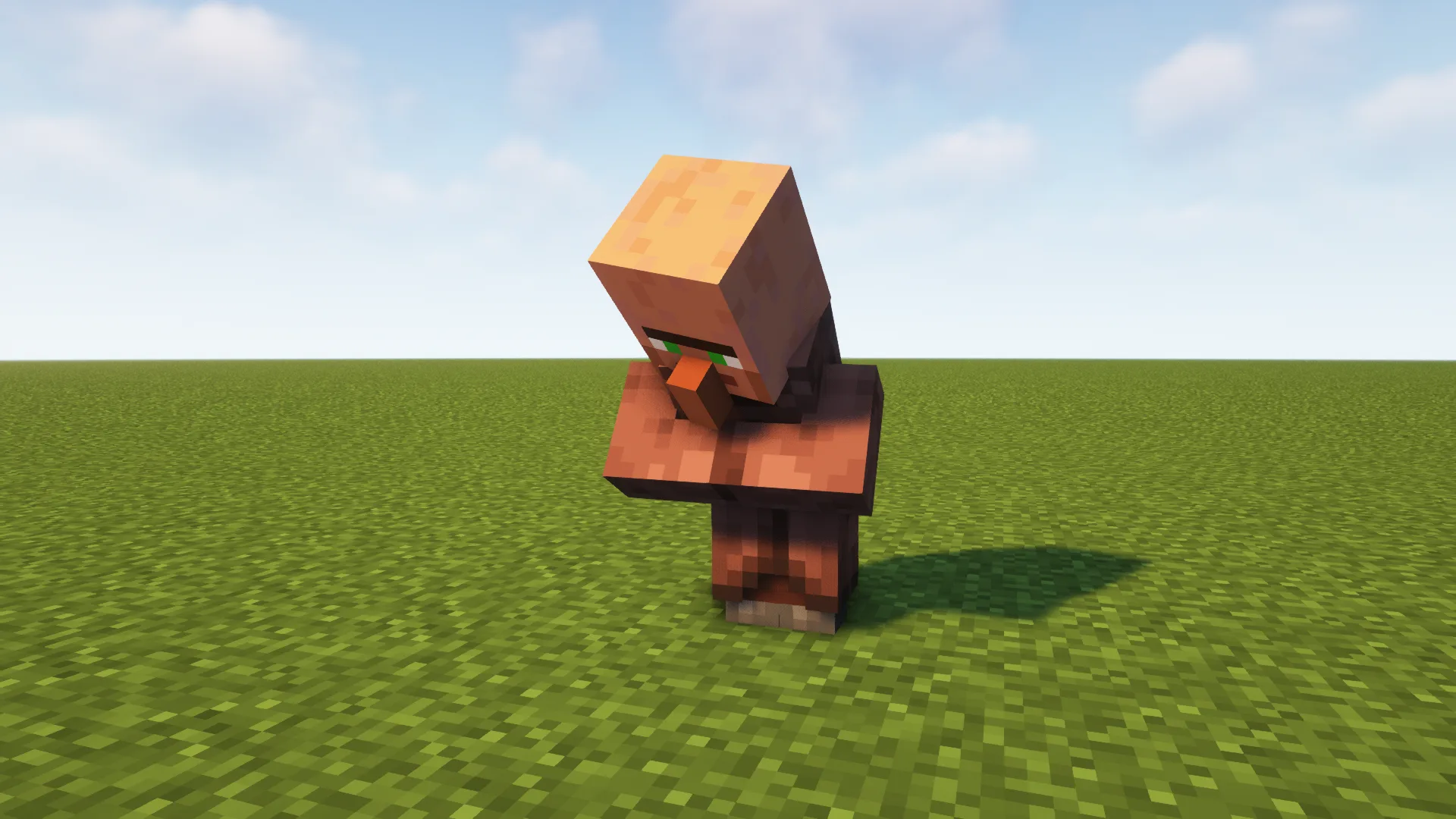 Анимированная модель стойки для брони в виде грустного жителя с опущенной головой (тег Villager6).