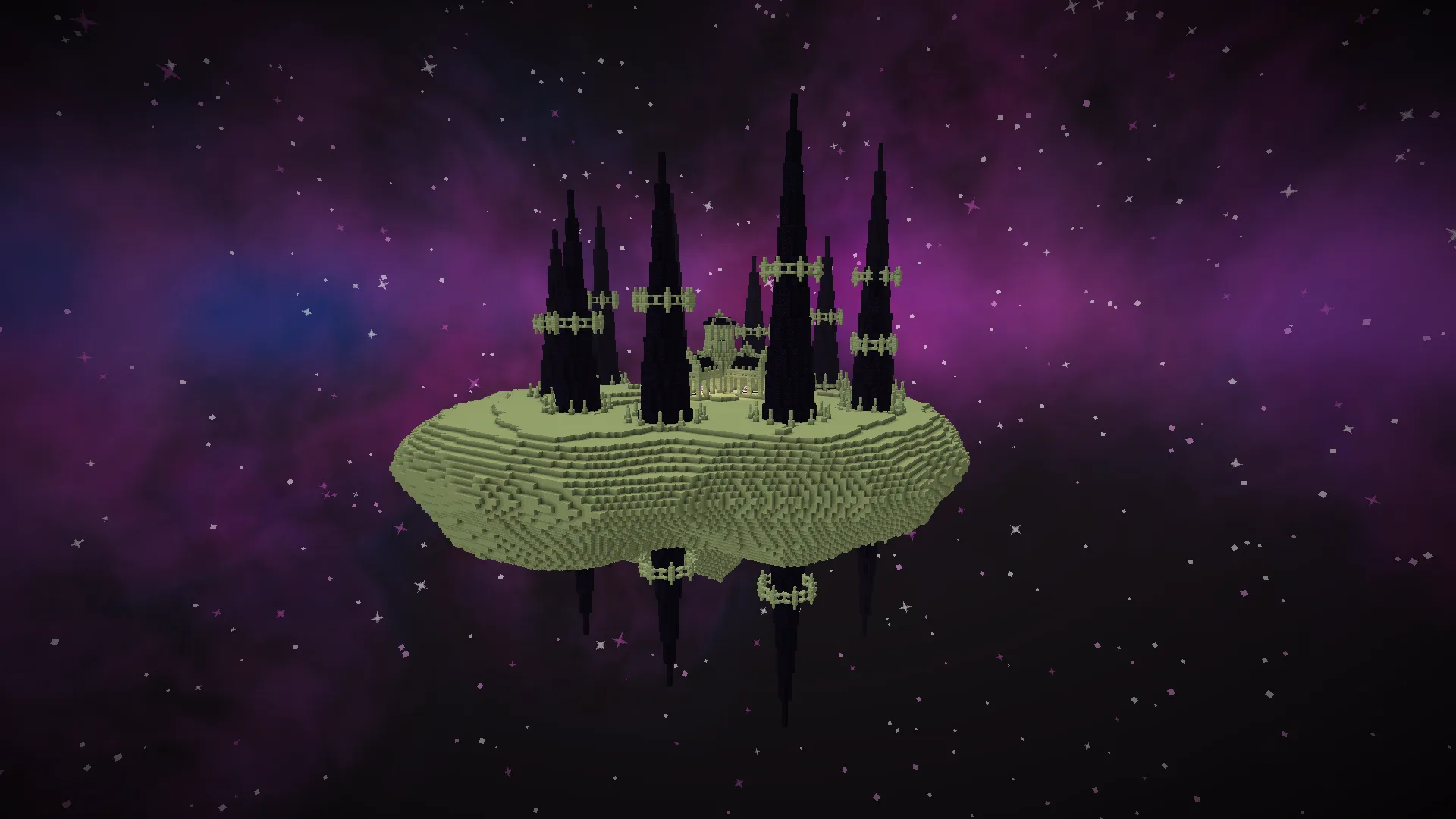 Вид на переработанный остров Энда с установленными модификациями YUNG's Better End Island и Better End.