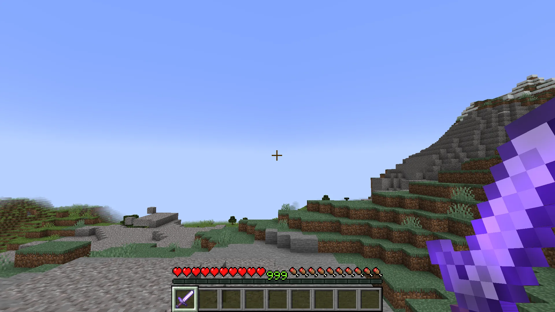 Шкала уровня и зачарованный меч в моде Too Much XP