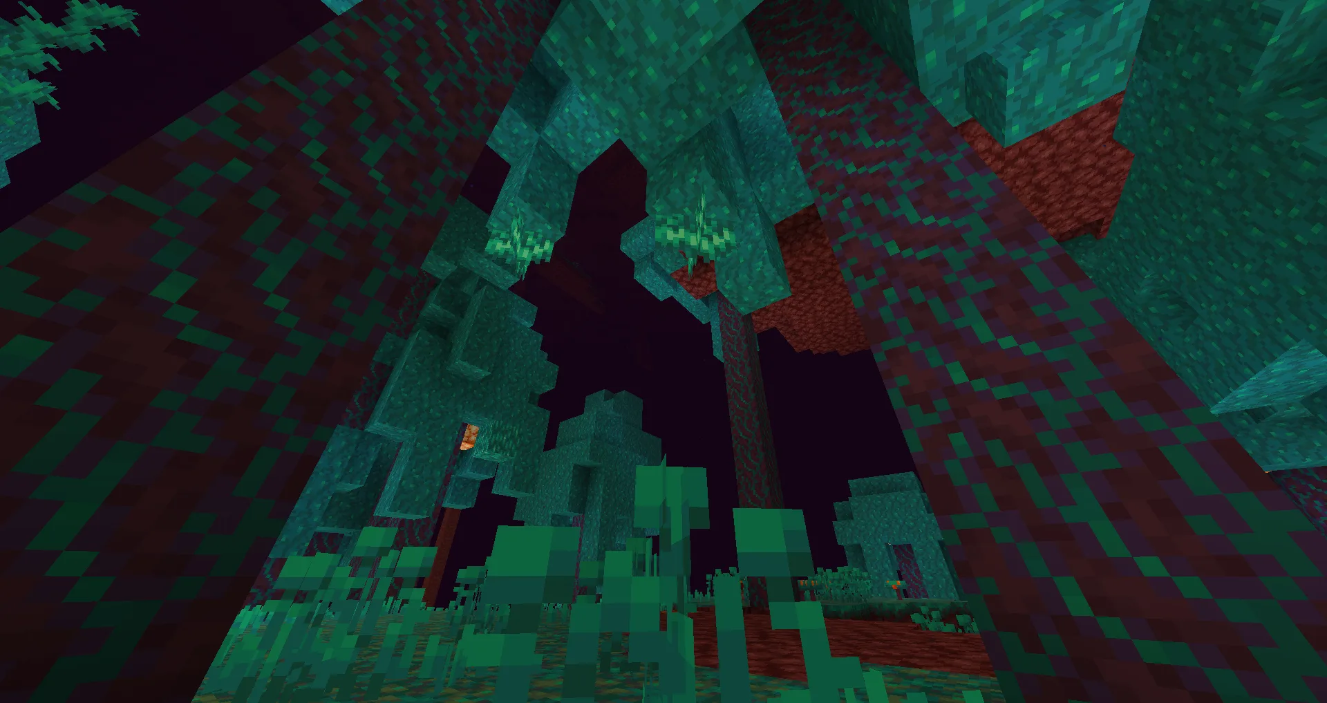 Постройка Nears в естественном ландшафте Minecraft.