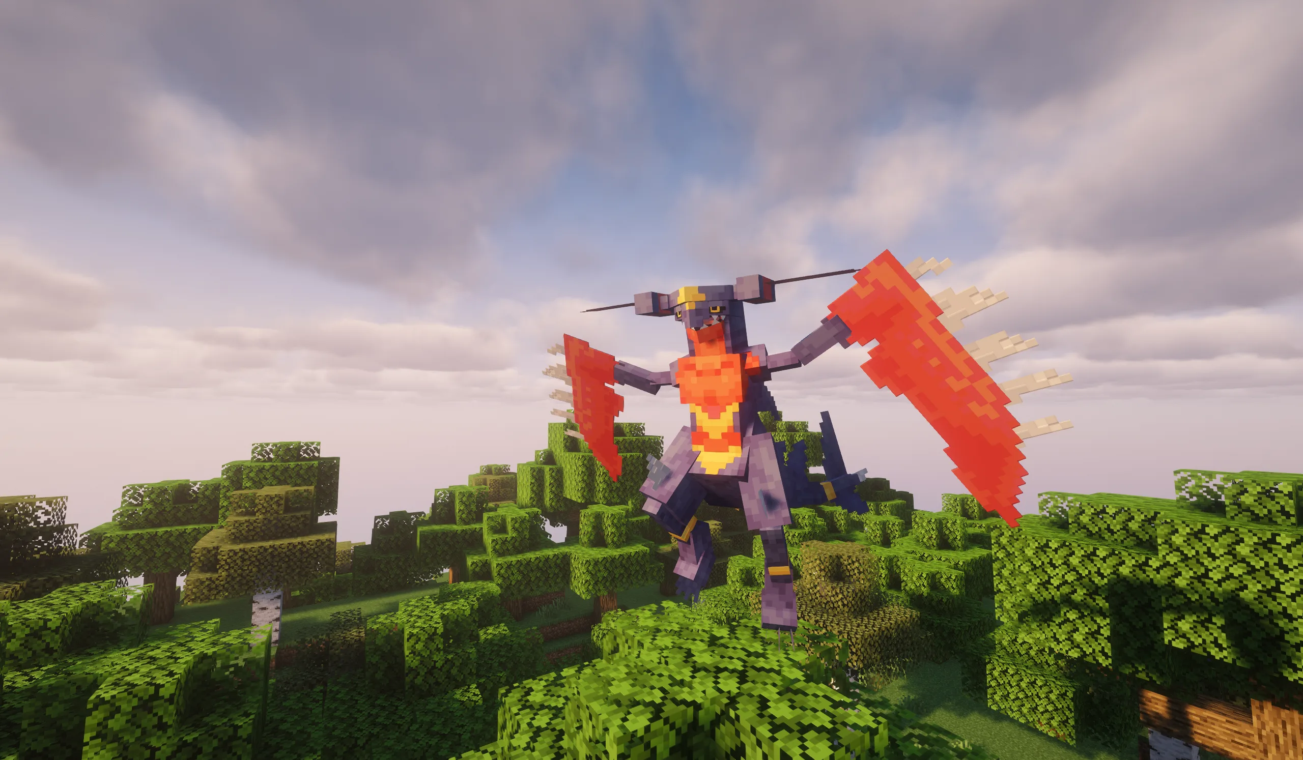 Гигантская постройка покемона Гарчомпа в Minecraft.