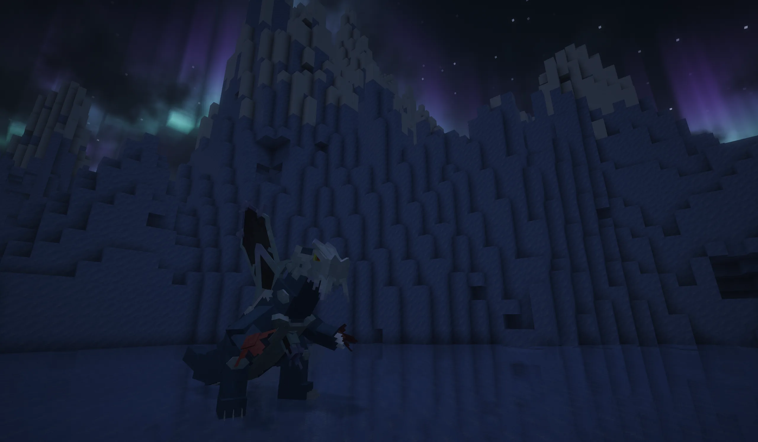 Постройка покемона Бакскалибра в стиле мега-проекта Minecraft.