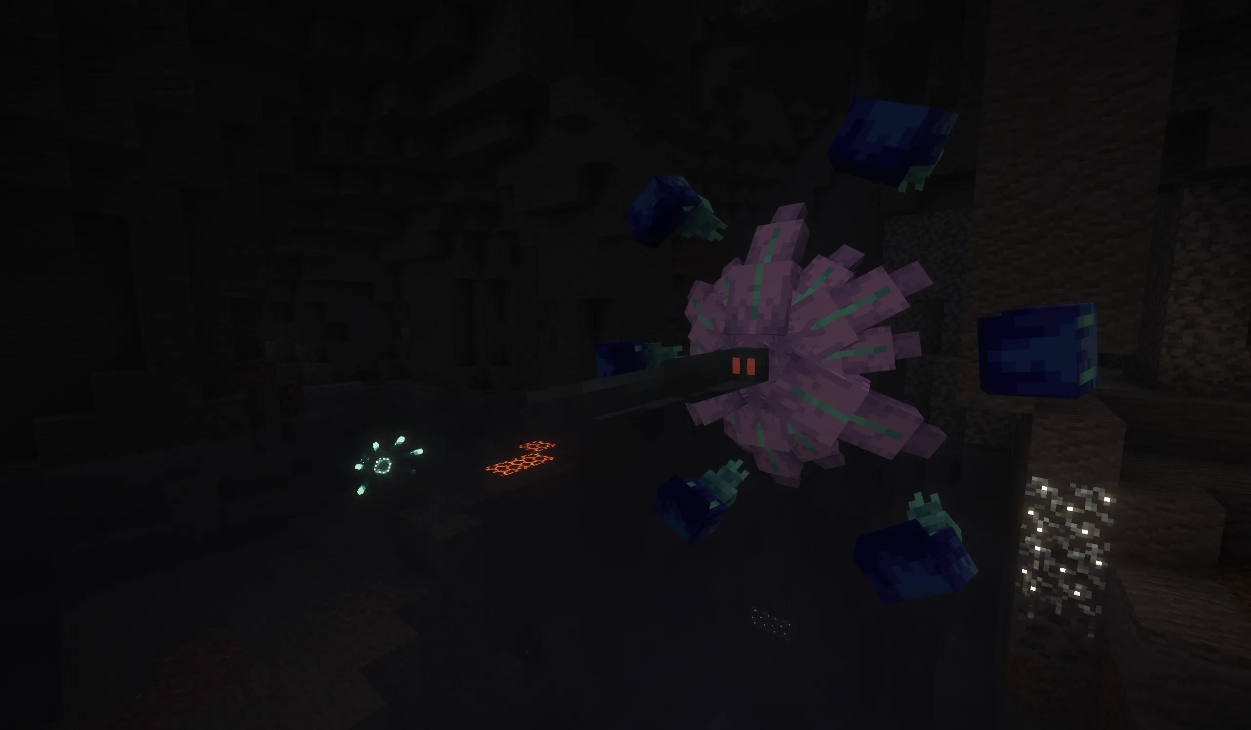 Пиксель-арт покемона Глиммора в стиле Minecraft.