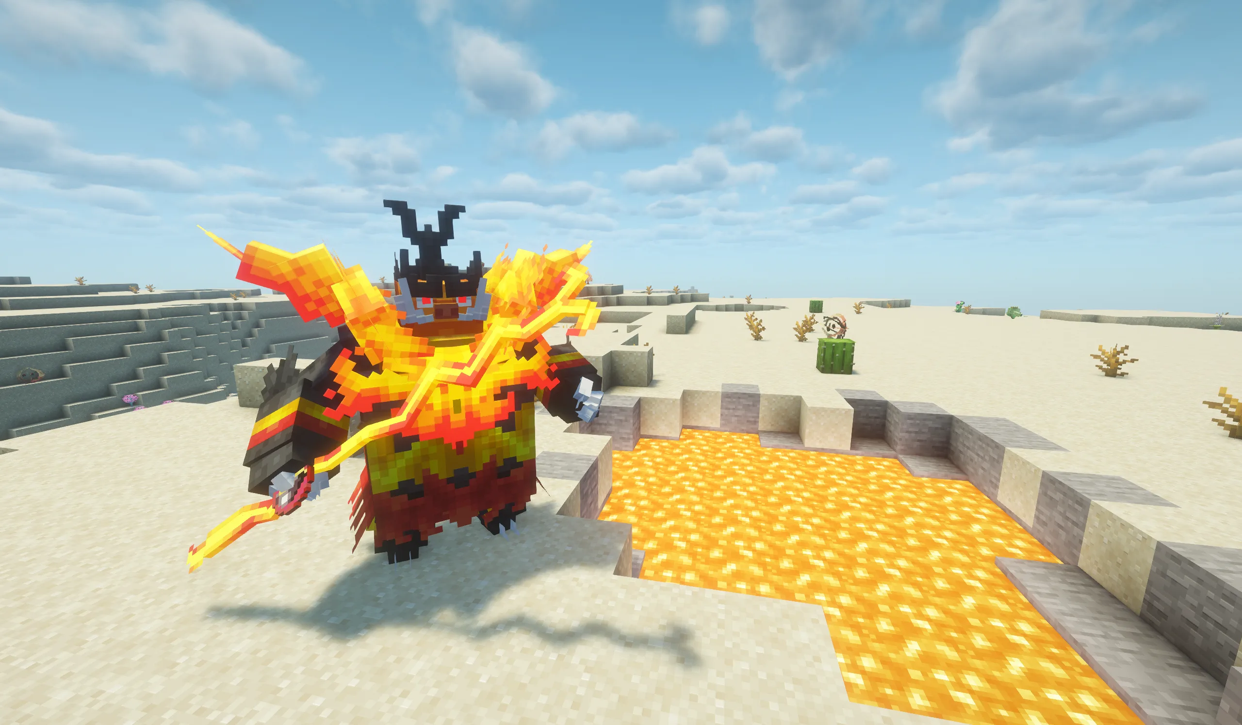 Гигантская постройка покемона Эмбоар в Minecraft.