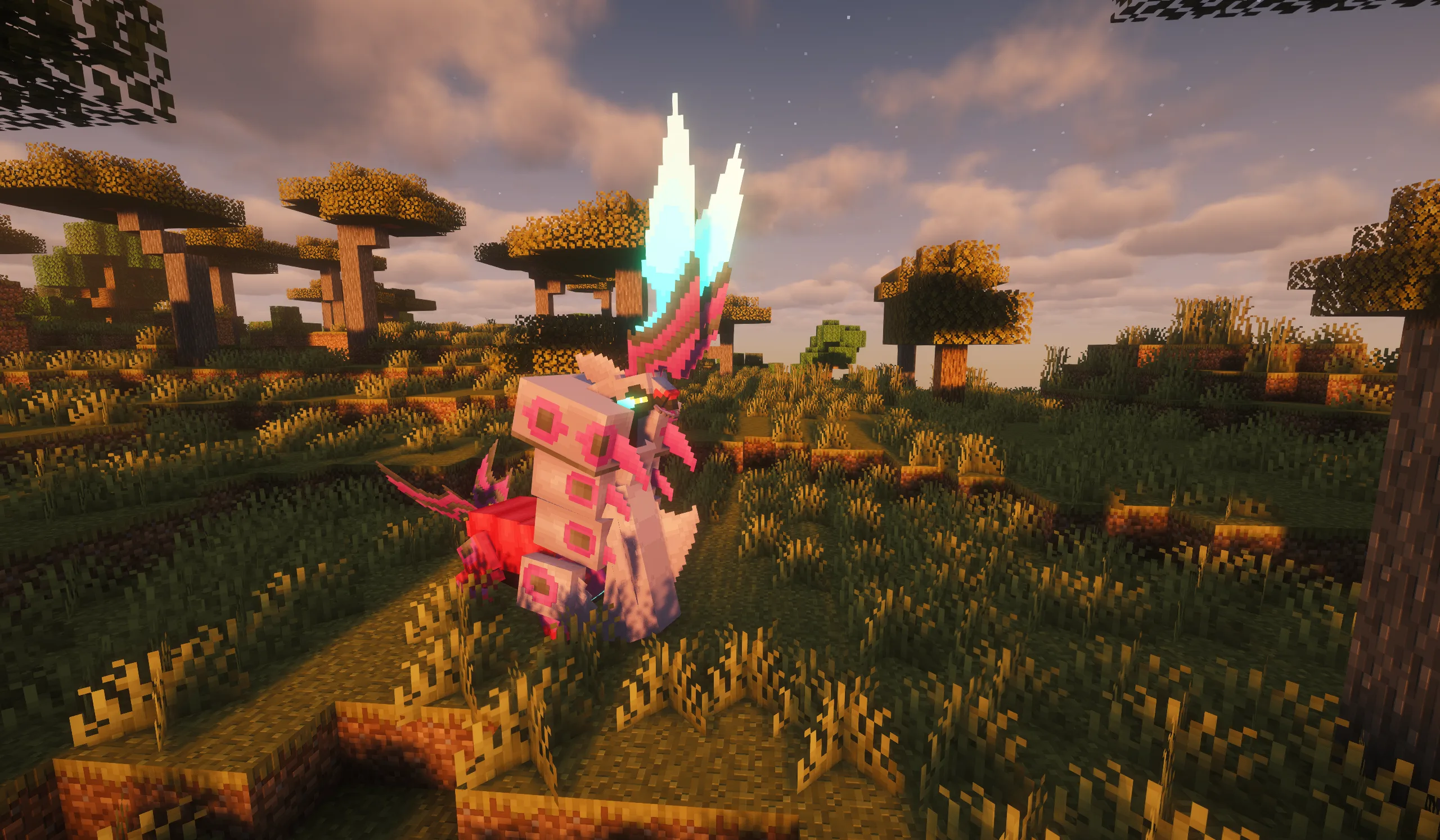 Пиксель-арт покемона Сколопеды в стиле Minecraft.