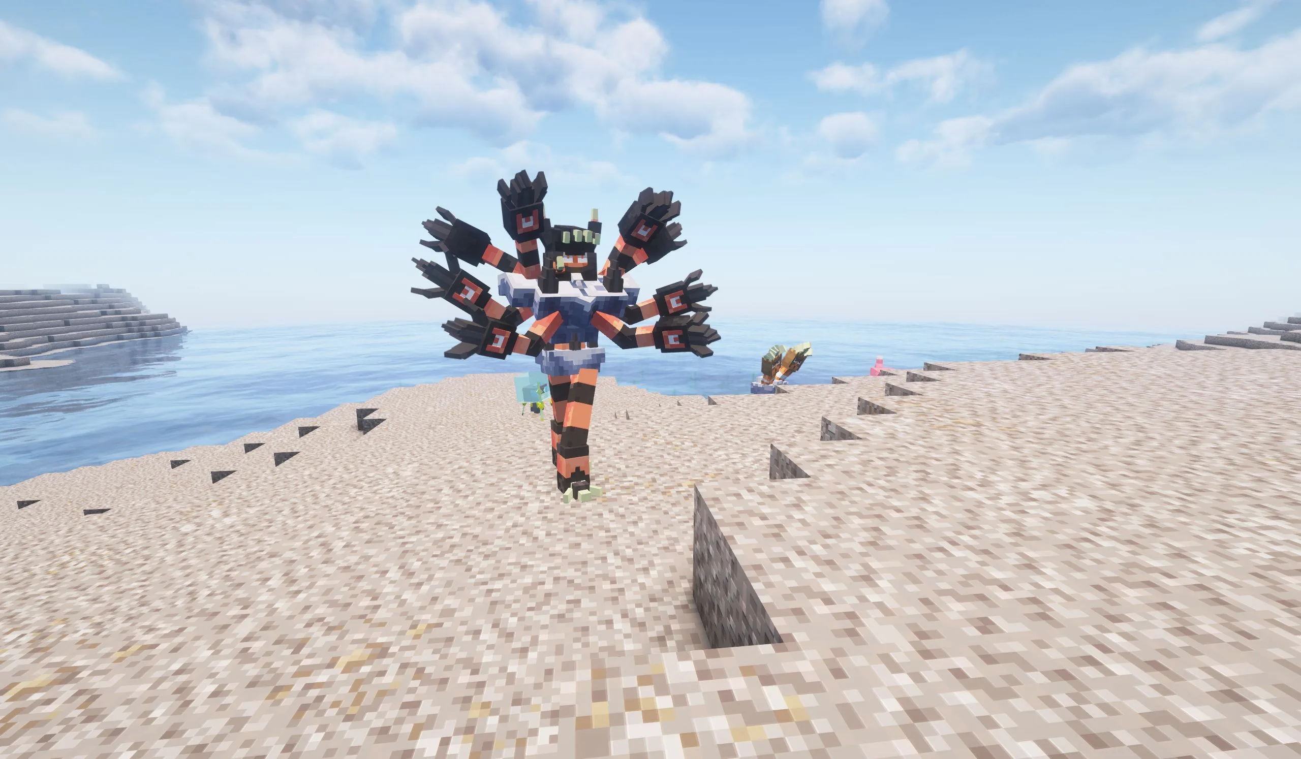 Пиксель-арт покемона Барбарекла в стиле Minecraft.