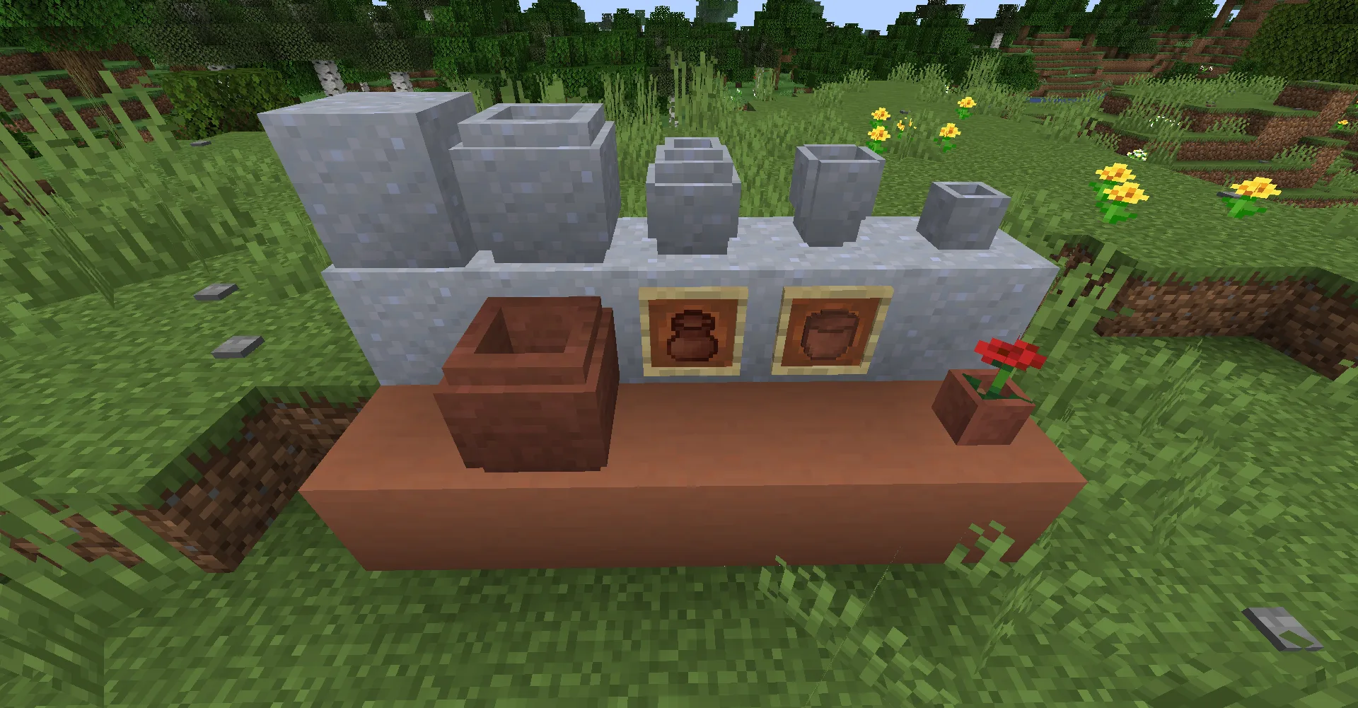 Глиняный горшок, созданный с помощью мода No Tree Punching.