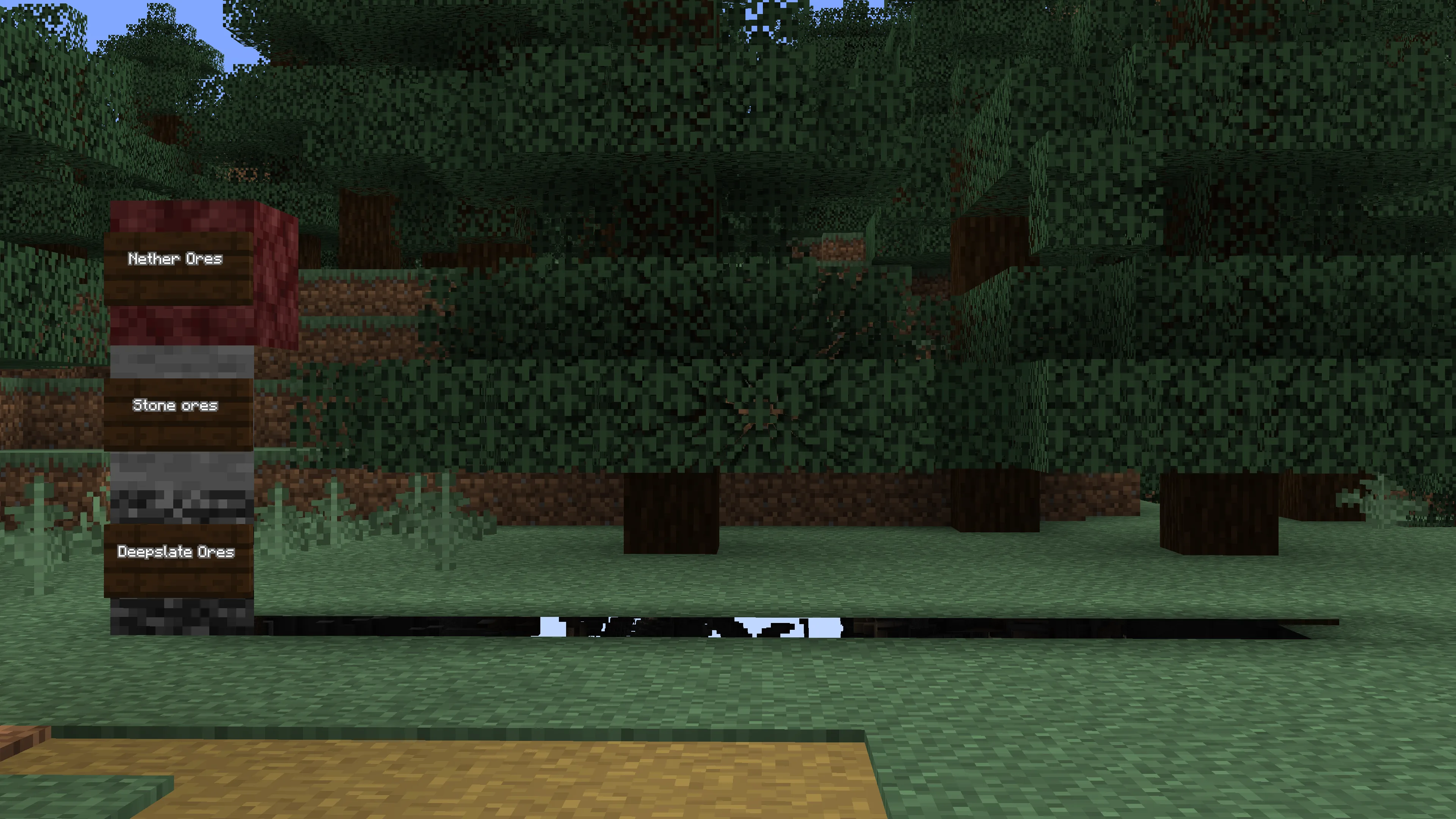 Скриншот с демонстрацией отсутствия визуальных изменений руды в Minecraft.