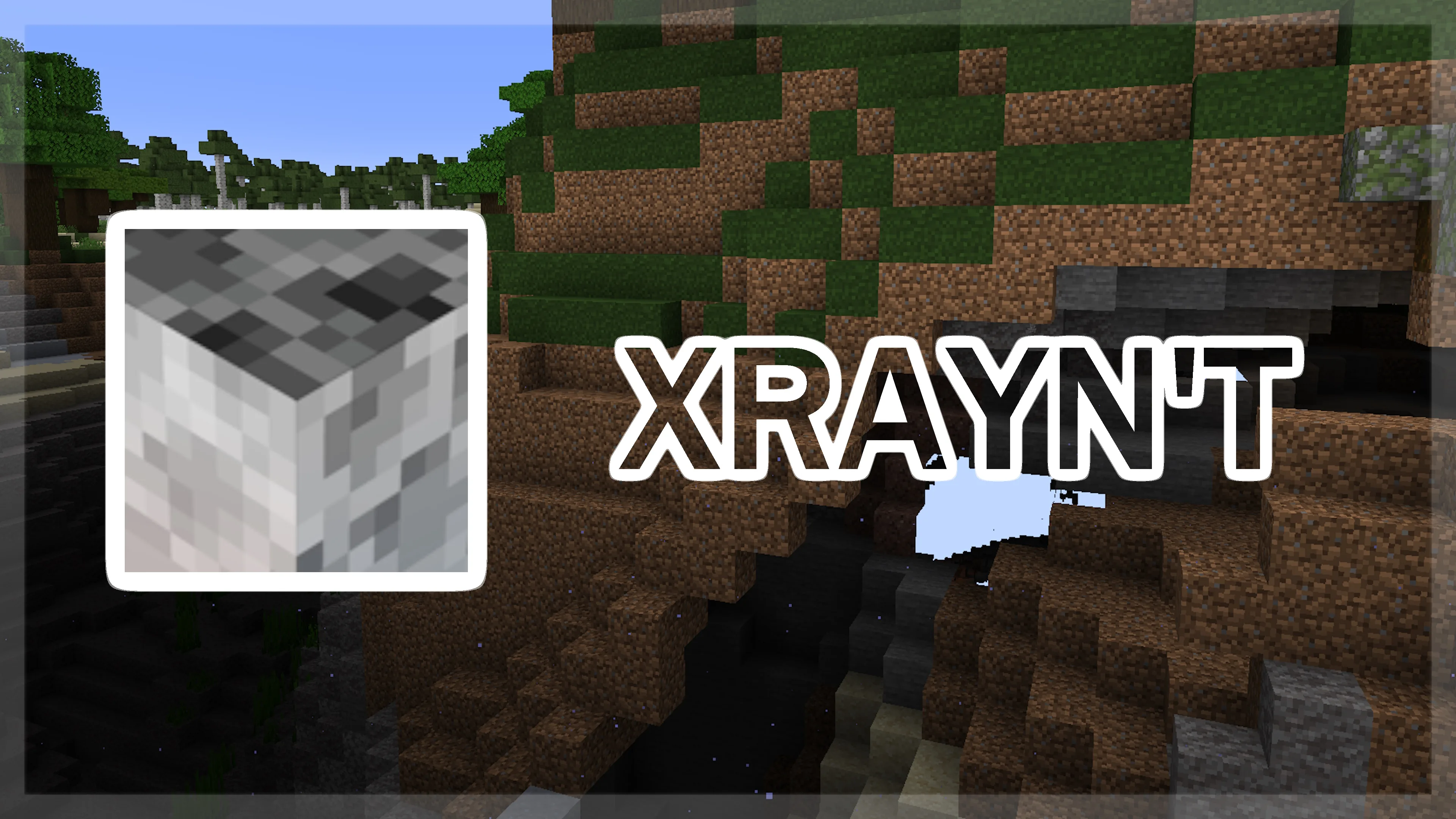 Скриншот ресурспака XRAYn't в Minecraft с измененным отображением блоков.