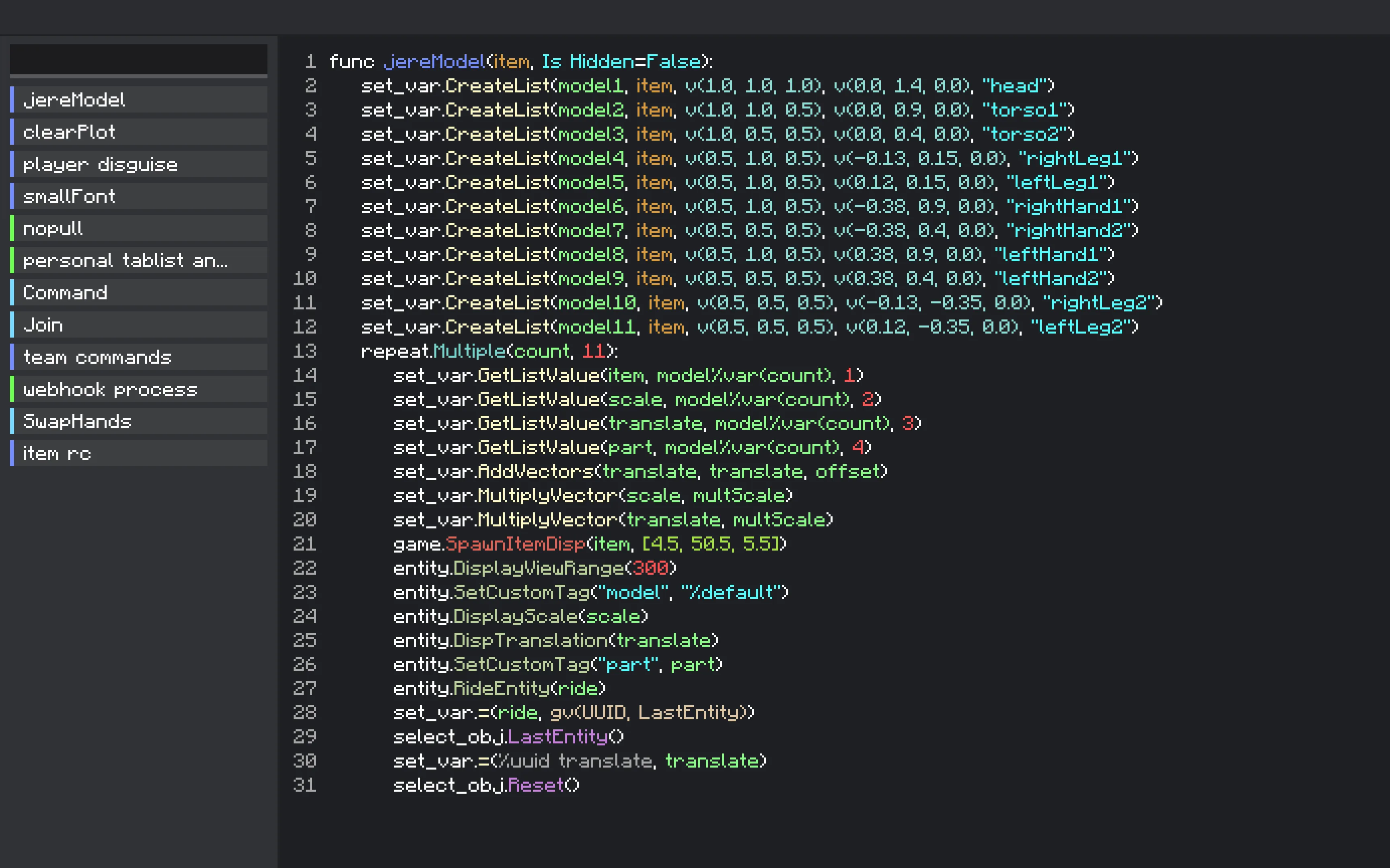 Код функции jereModel в моде HyperViewer