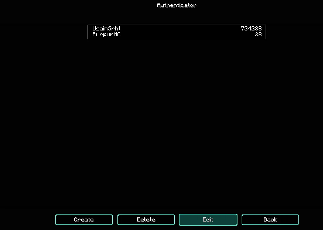 Интерфейс мода Authenticator