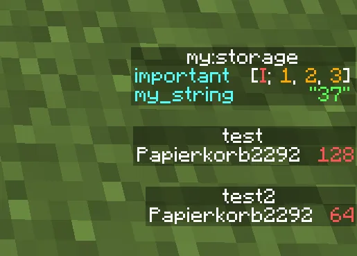 Отображение нескольких таблиц счета и NBT-хранилища в моде MultiScoreboard
