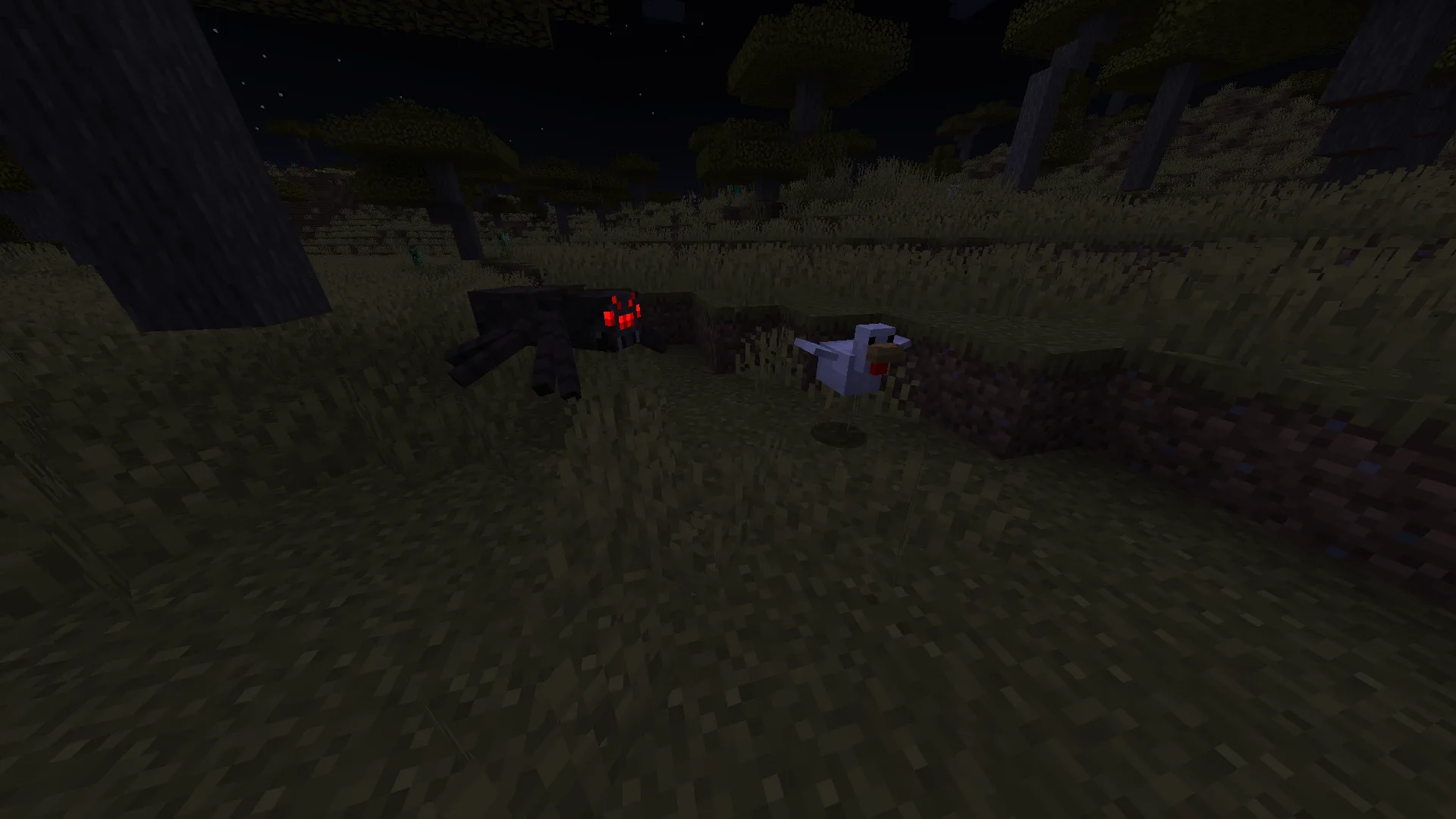 Паук охотится на курицу в моде Animageddon.