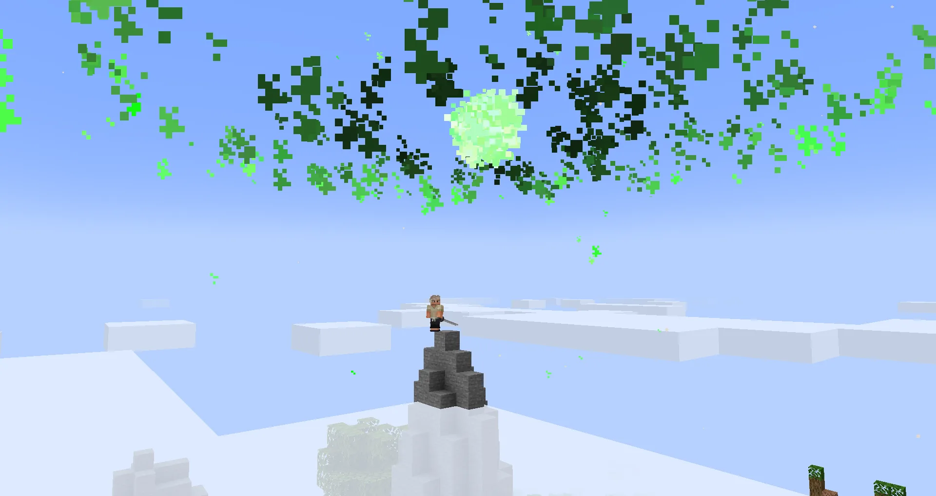 Игрок в Minecraft, использующий способность гравитационного поля в проекте Super Powers.