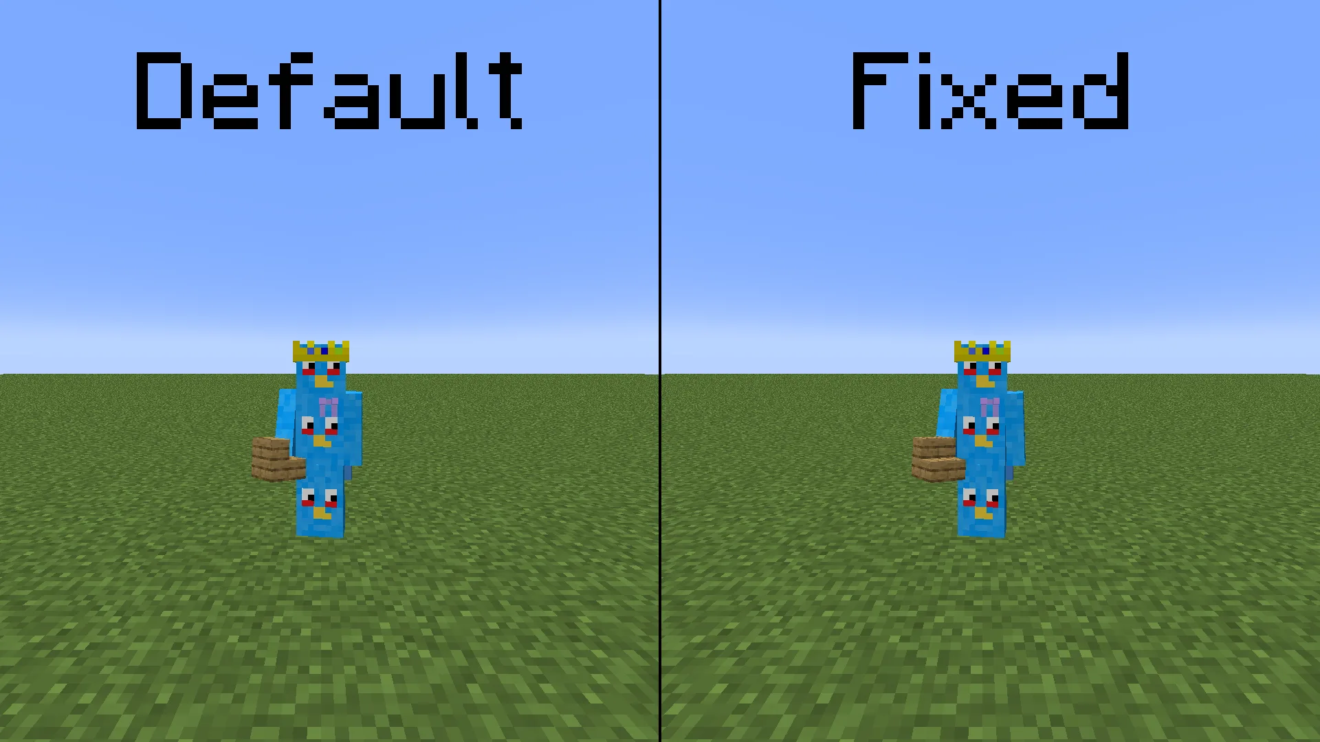 Персонаж держит ступеньку в руках в режиме от третьего лица (ресурс-пак Consistent Held Items).