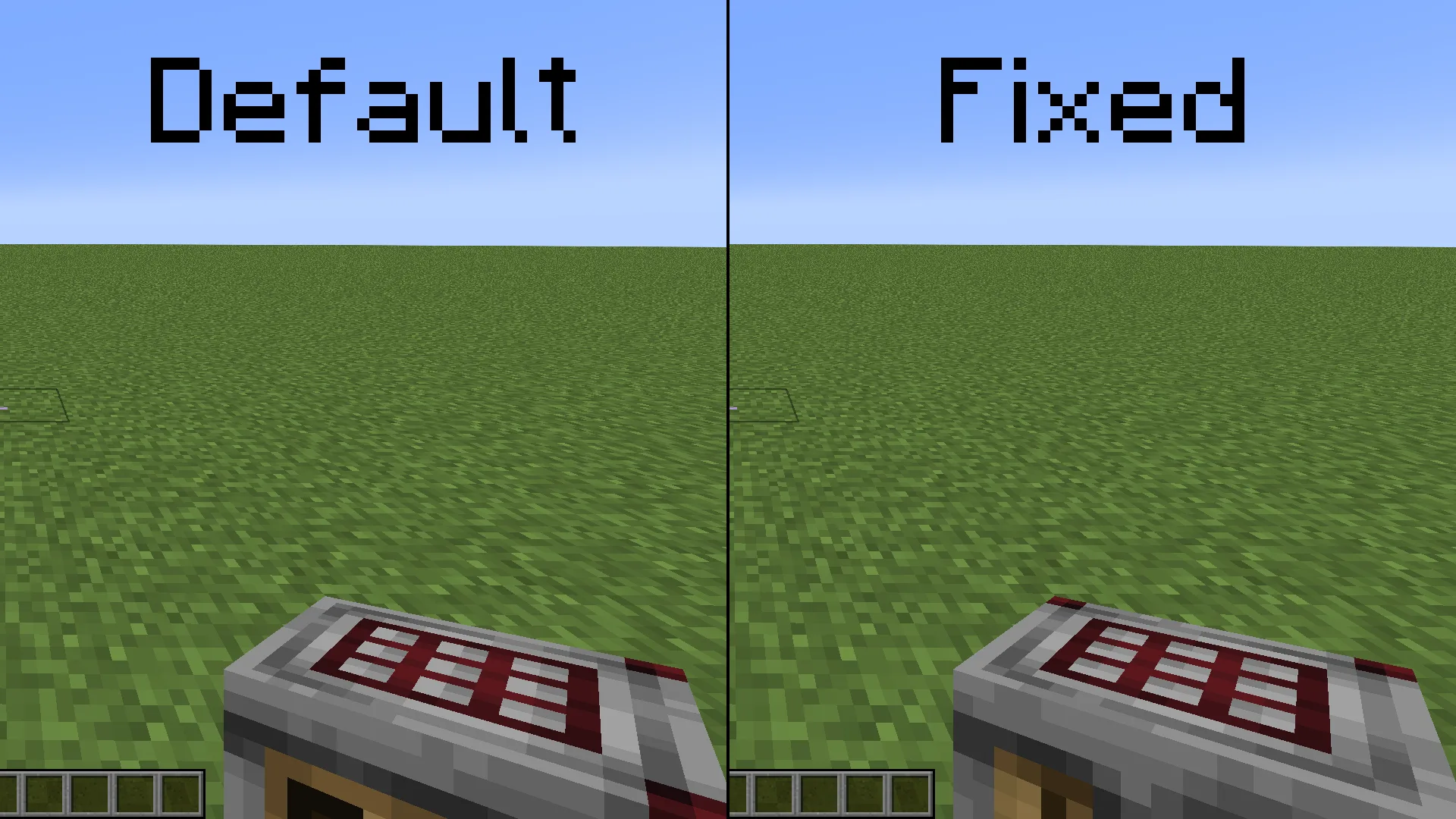 Вид от первого лица на крафтер в ресурс-паке Consistent Held Items.