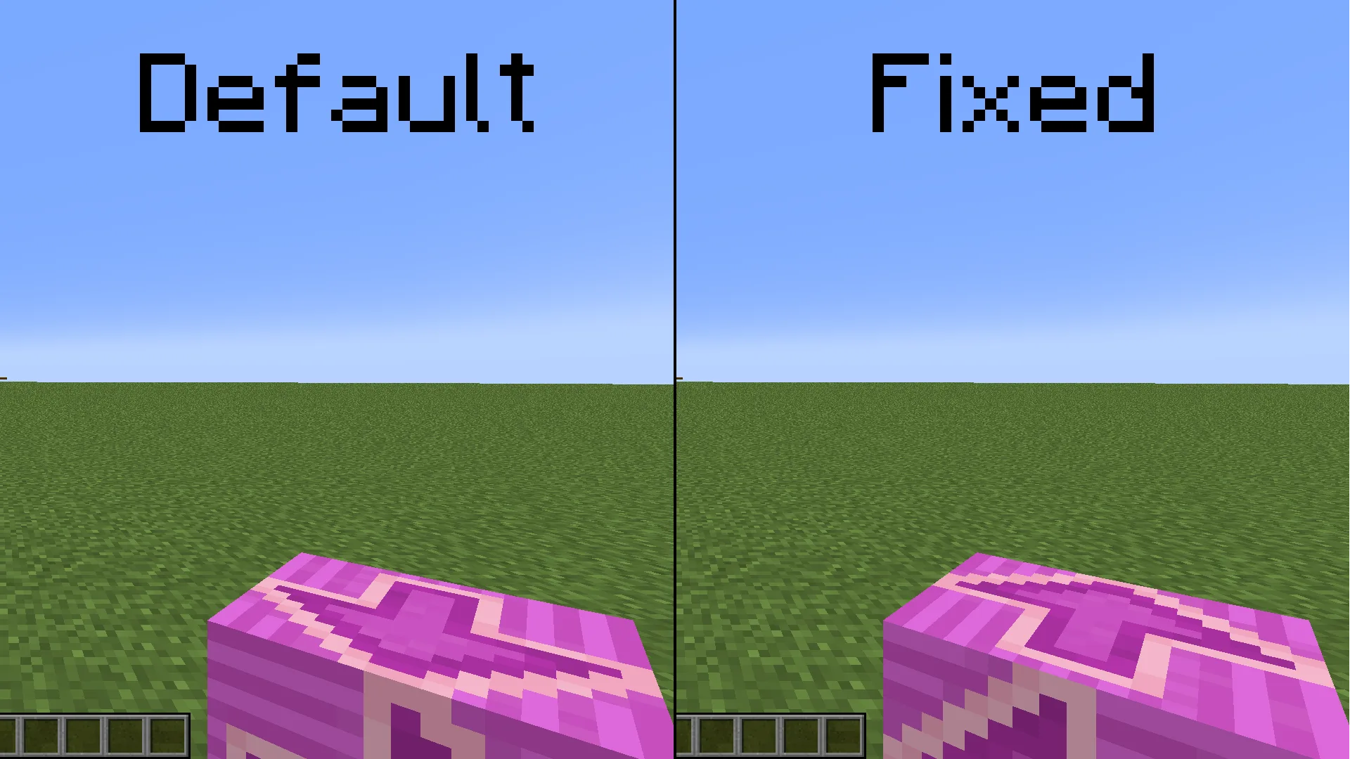 Вид от первого лица на глазурованную терракоту в руках игрока в ресурс-паке Consistent Held Items.