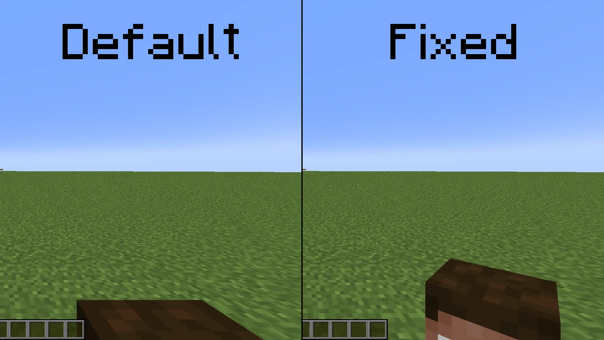 Игрок с головой другого игрока в руках в режиме от первого лица (ресурс-пак Consistent Held Items).