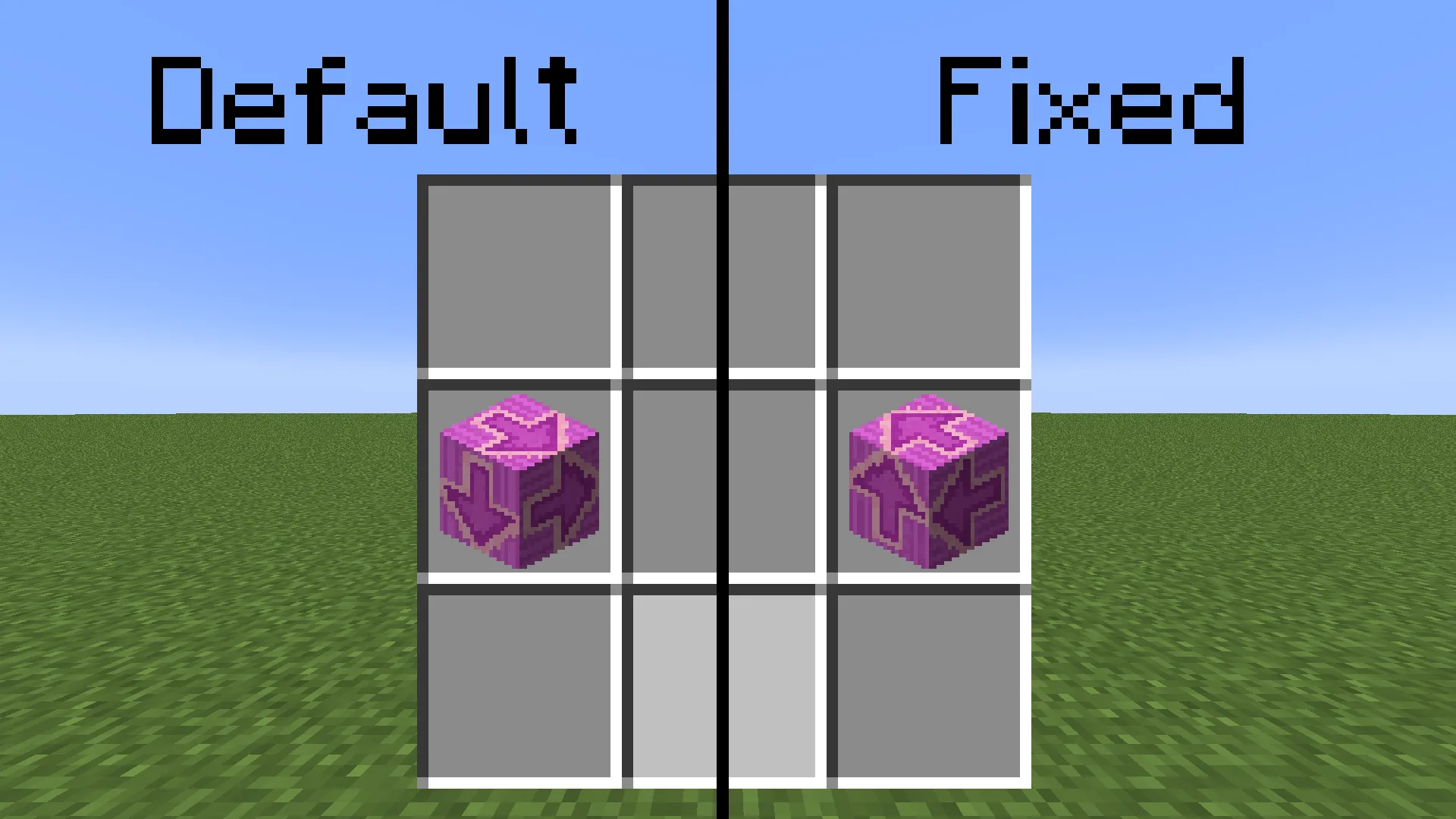 Глазурованная терракота в интерфейсах инвентаря, измененная ресурс-паком Consistent Held Items.