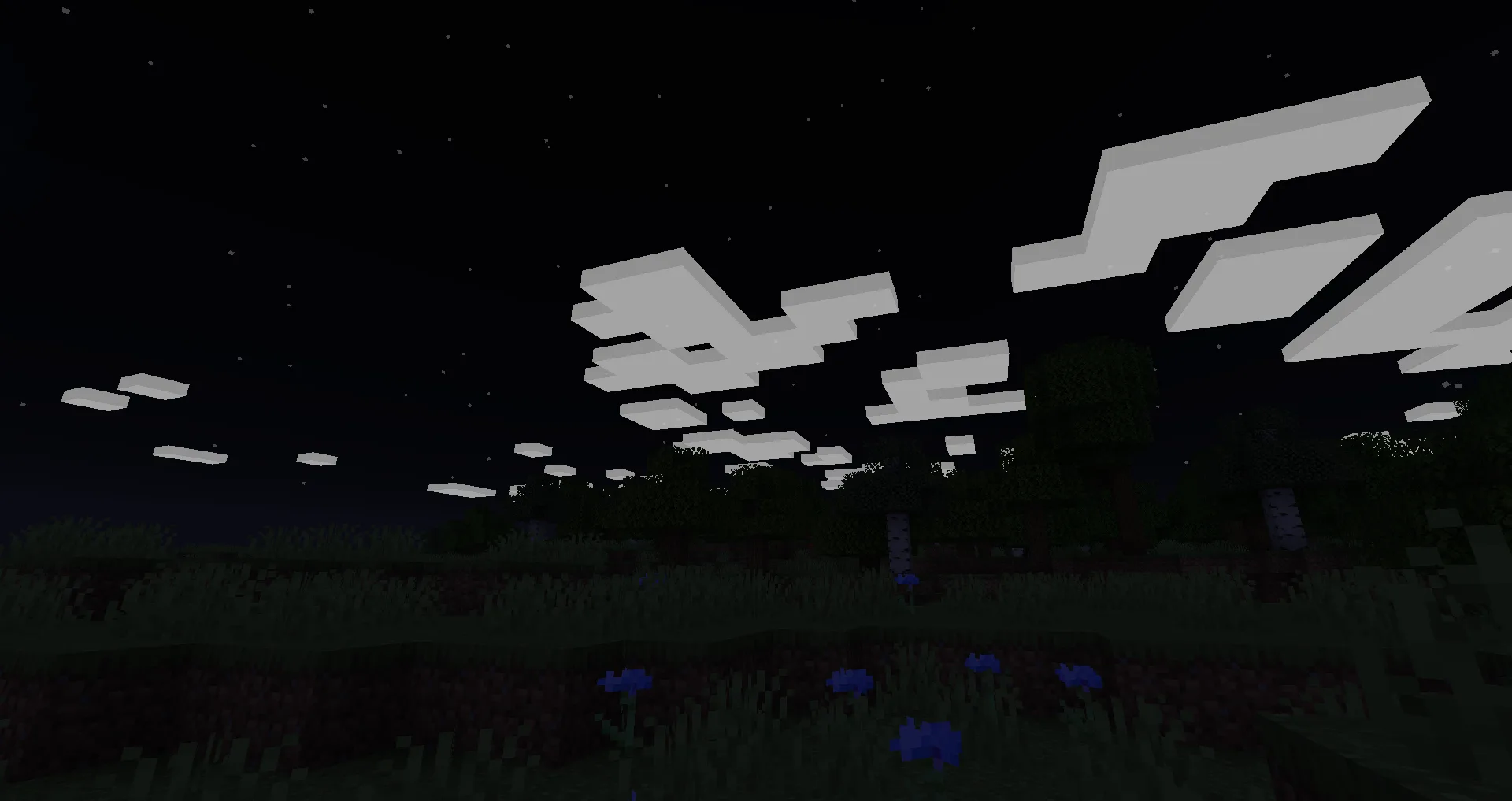 Vanilla clouds at full brightness at night, 1.20.2