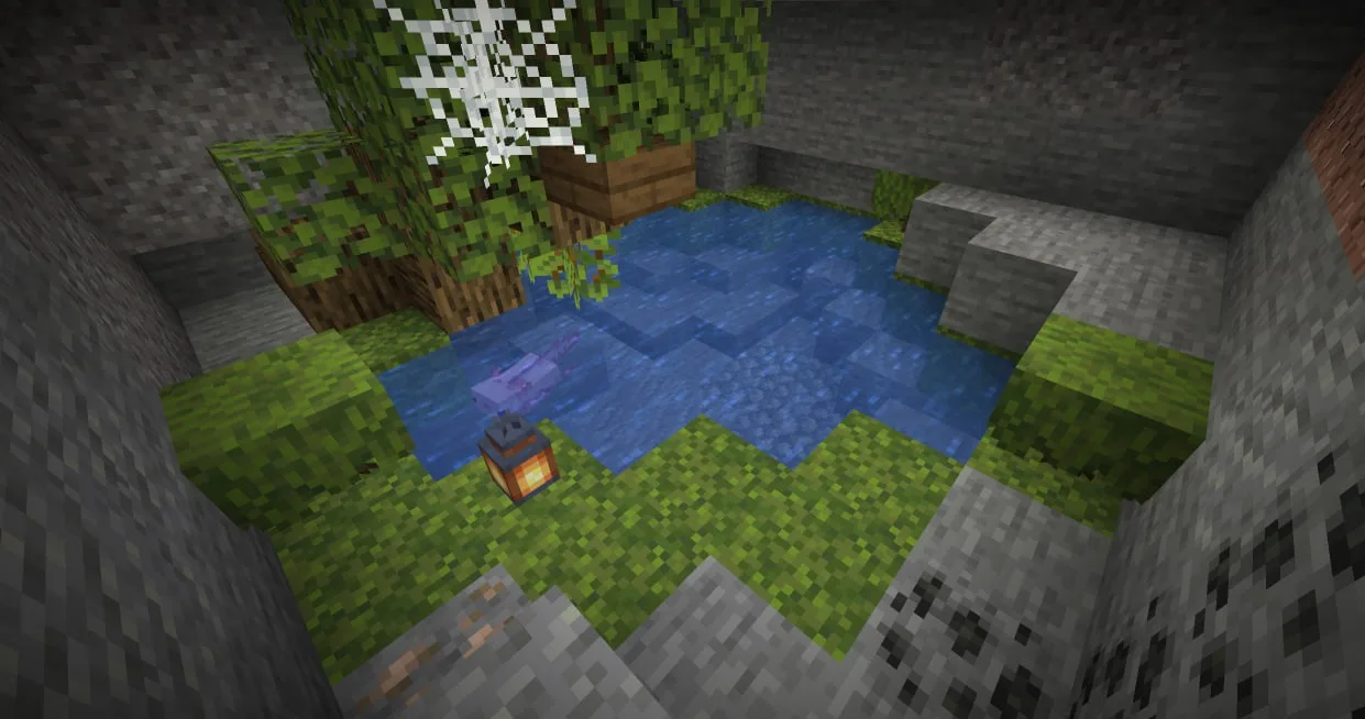 Небольшое подземное озеро в моде Simple Structures: Caves