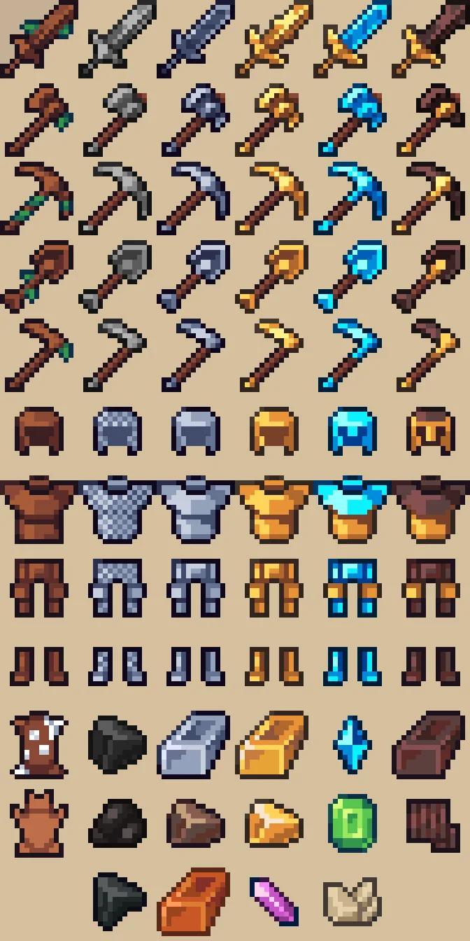 Спрайт-лист ресурс-пака JelliPack версии 1.0.4