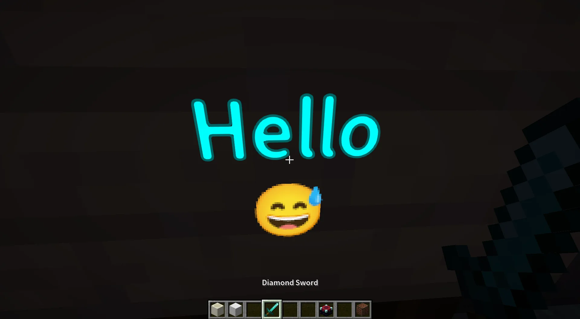 Интерфейс Minecraft с использованием технологии SDF для создания светящегося контура текста.