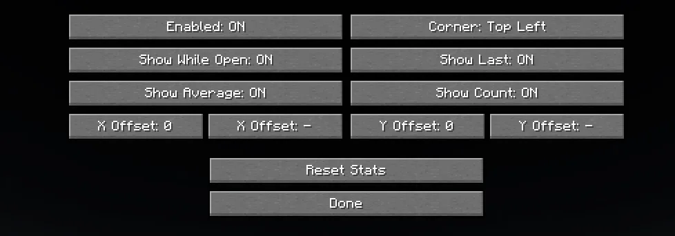 Меню настроек мода Inventory Timer