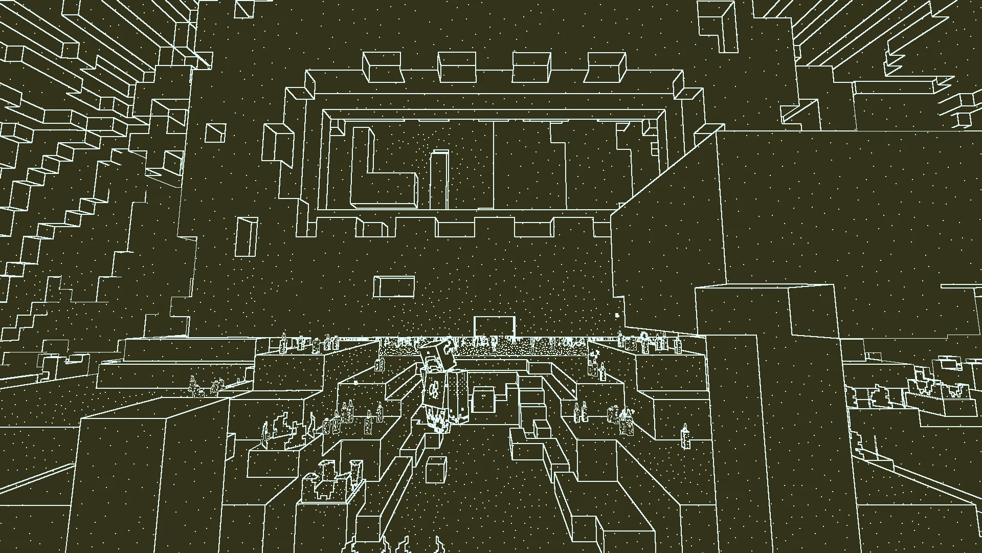 Ditherpunk: Древний город с пресетом Obra Dinn.