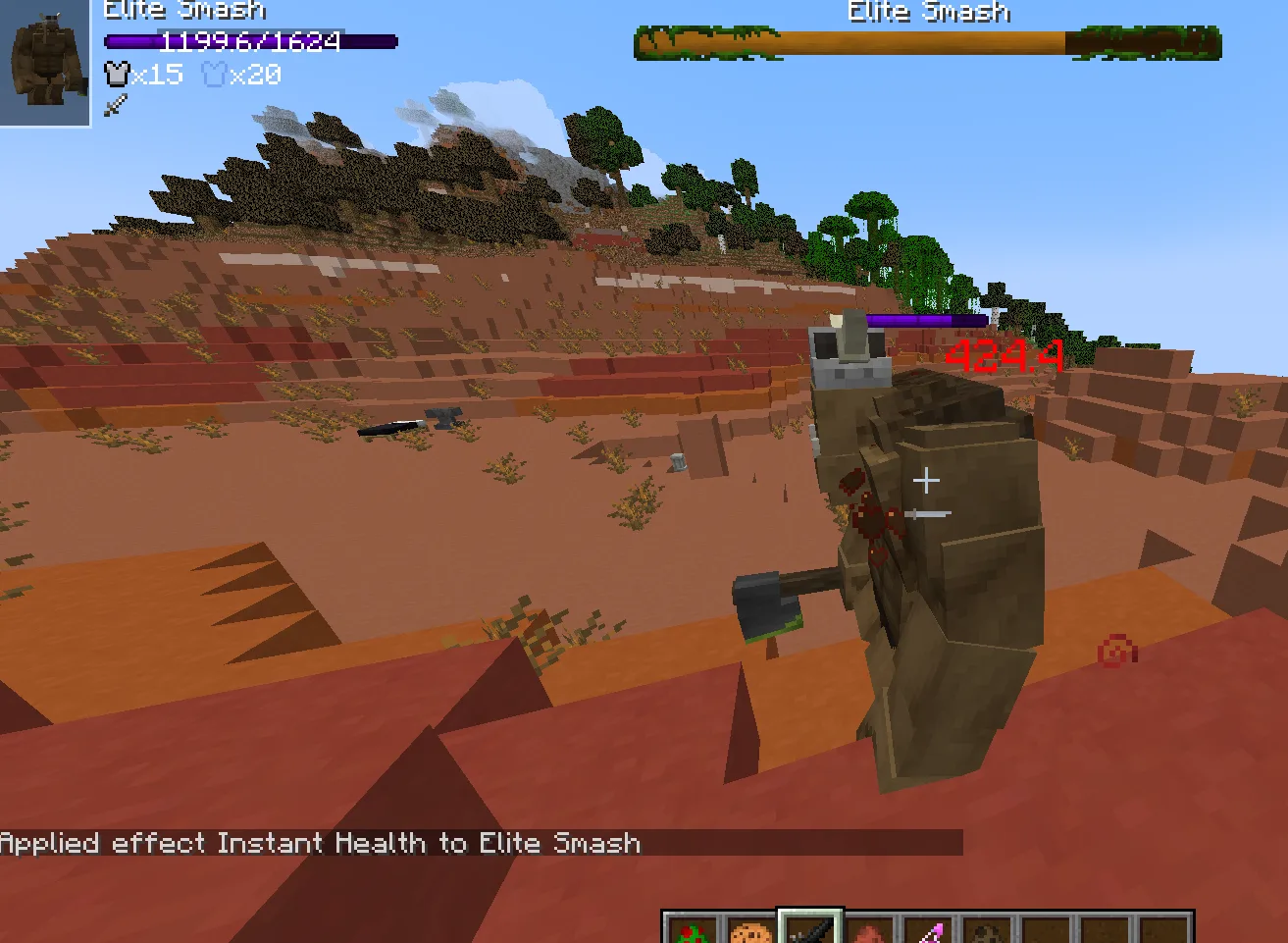 Скриншот мода TslatEntityStatus, отображающий показатели здоровья сущности с поддержкой больших чисел и десятичных значений.