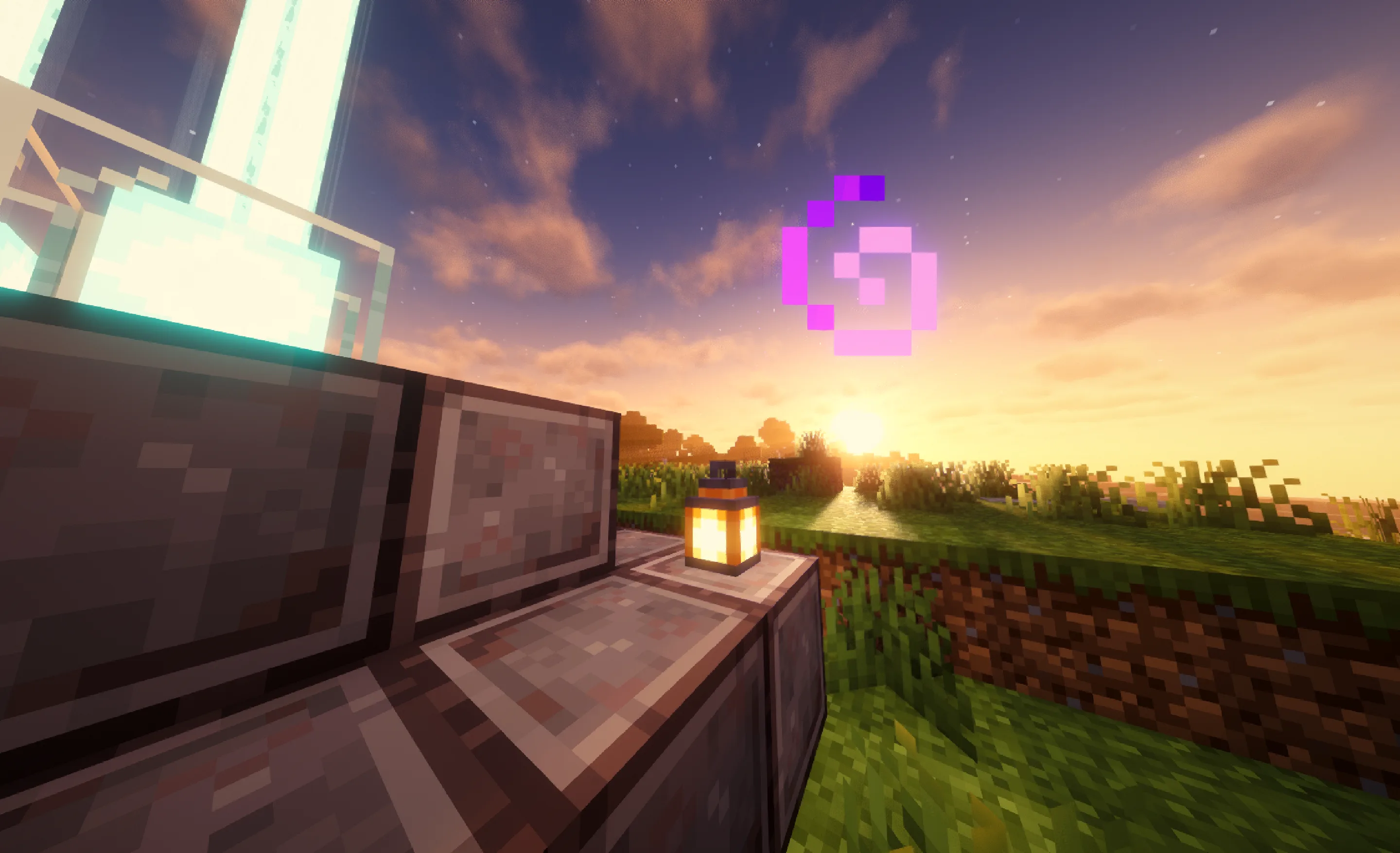 Закат у маяка в Breeze Flow Shaders