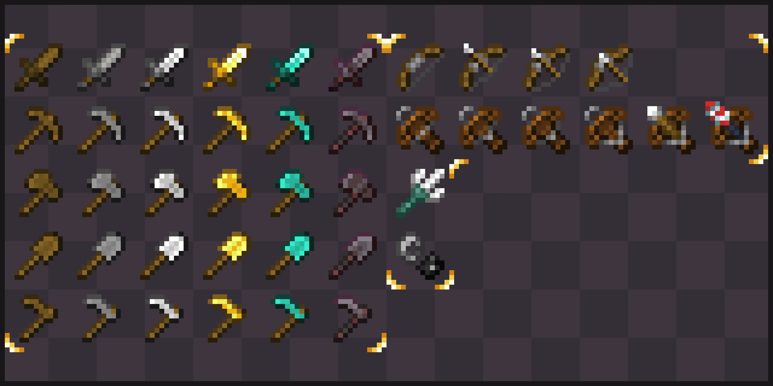 Набор инструментов из ресурс-пака Mini Tools Vanilla.