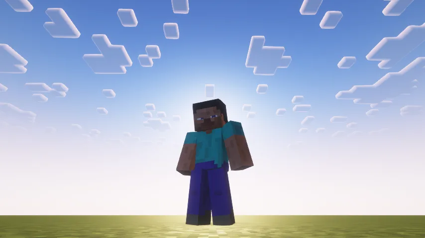Кастомная модель игрока с измененной позой в Minecraft (мод EMF).