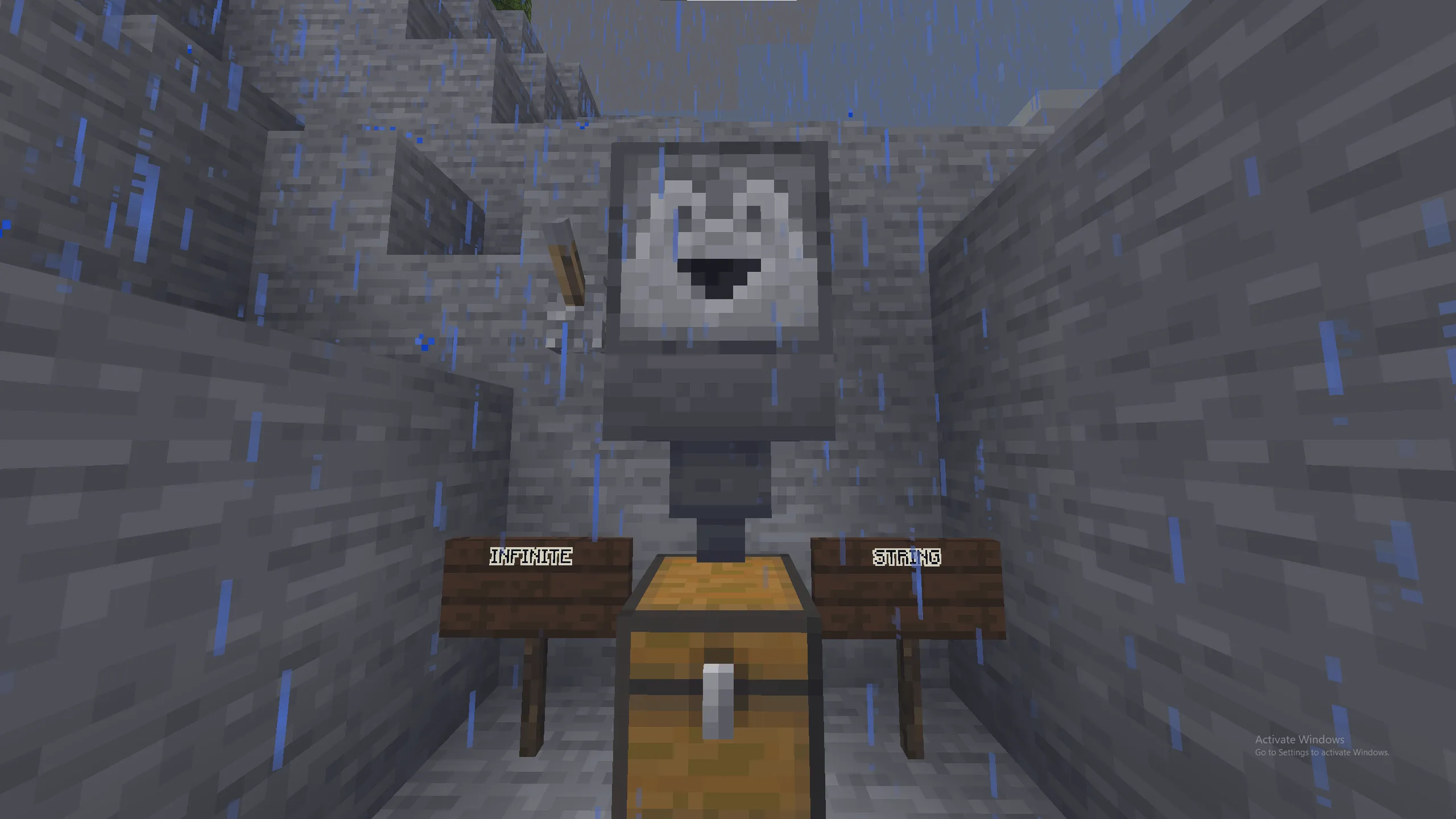 Скриншот работающей фермы для дюпа нитей в Minecraft.