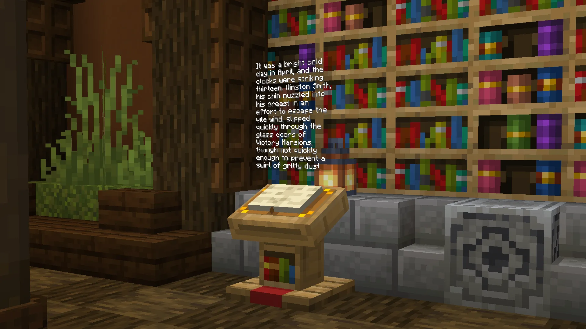 Скриншот с обновленной моделью пюпитра в Minecraft.