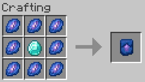 Интерфейс крафта шаблона кузнеца (Smithing Template) из 1 алмаза и 8 кристаллизованного лазурита.