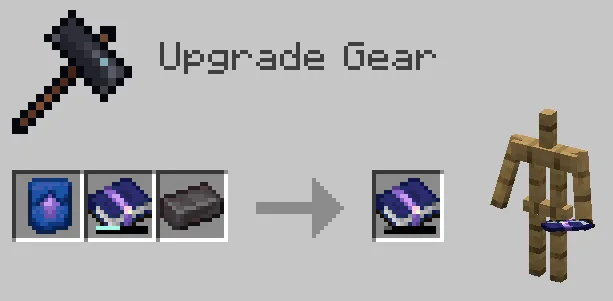 Улучшение книги опыта до 2-го уровня с помощью шаблона кузнеца и незеритового слитка.